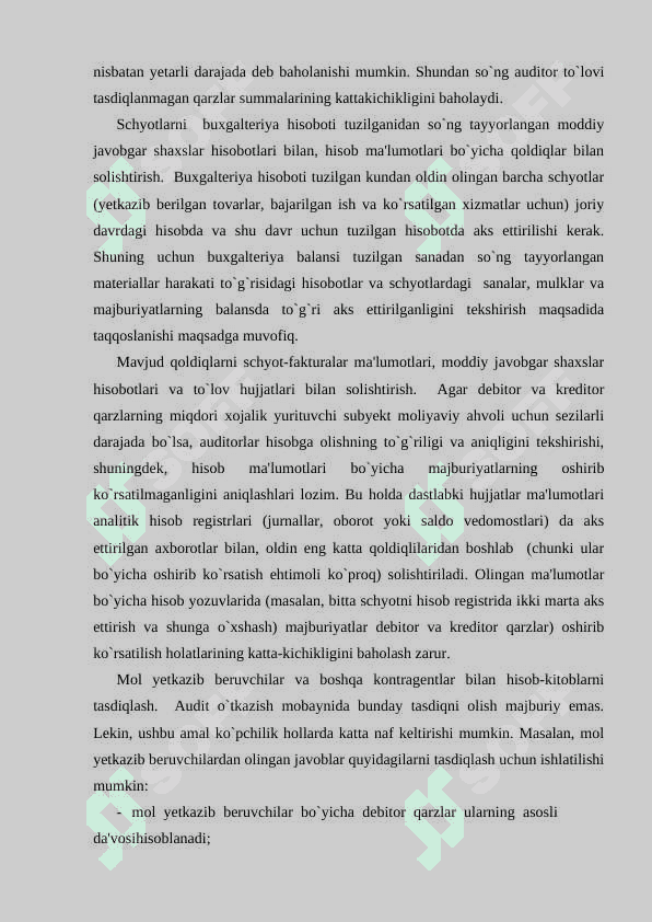Auditorlik tekshiruvi natijalari bo’yicha auditorlik hisoboti va xulosasini tayyorlash 4