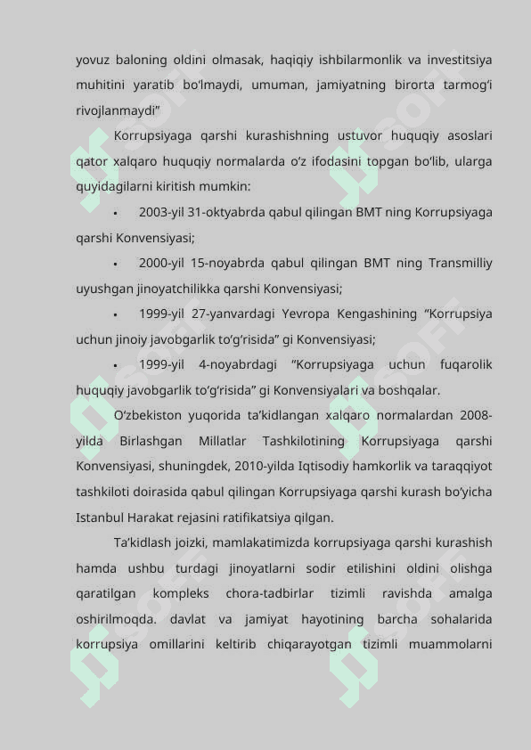 Korrupsiyaga qarshi kurash bo‘yicha xalqaro qonunlar va qarorlarning O‘zbekistonda ratifikatsiya qilishning ahamiyati, iqtisodiy-siyosiy va ijtimoiy-huquqiy mexanizmlari 3
