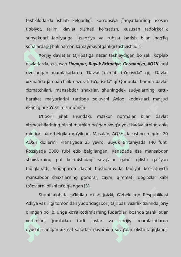 Korrupsiyaga qarshi kurash bo‘yicha xalqaro qonunlar va qarorlarning O‘zbekistonda ratifikatsiya qilishning ahamiyati, iqtisodiy-siyosiy va ijtimoiy-huquqiy mexanizmlari 8
