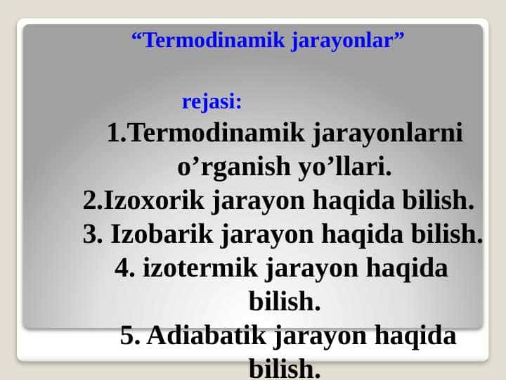 Termodinamik jarayonlar