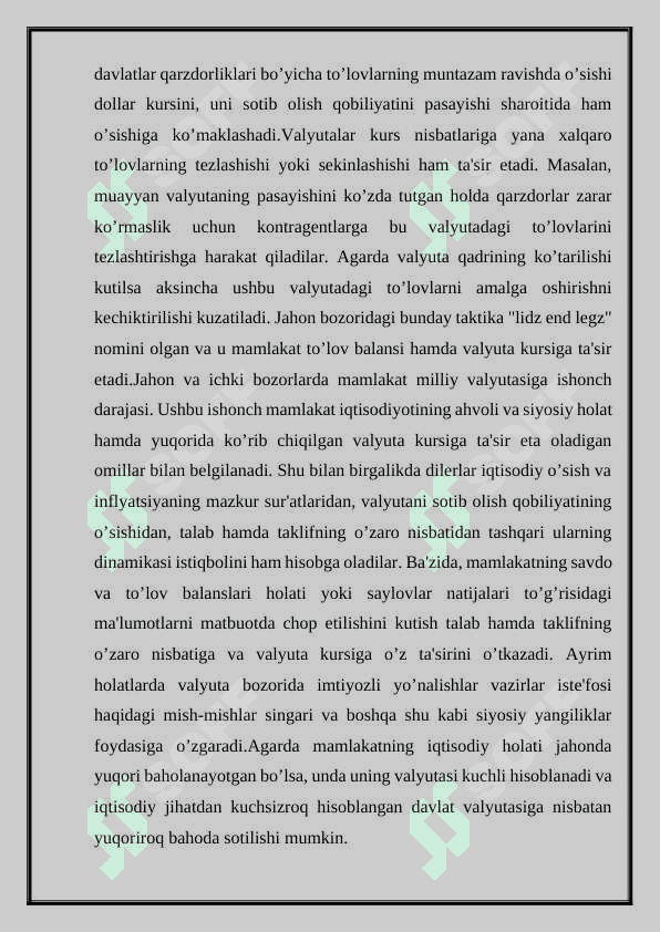 Milliy valyuta kursi va unga ta’sir etuvchi omillar 4