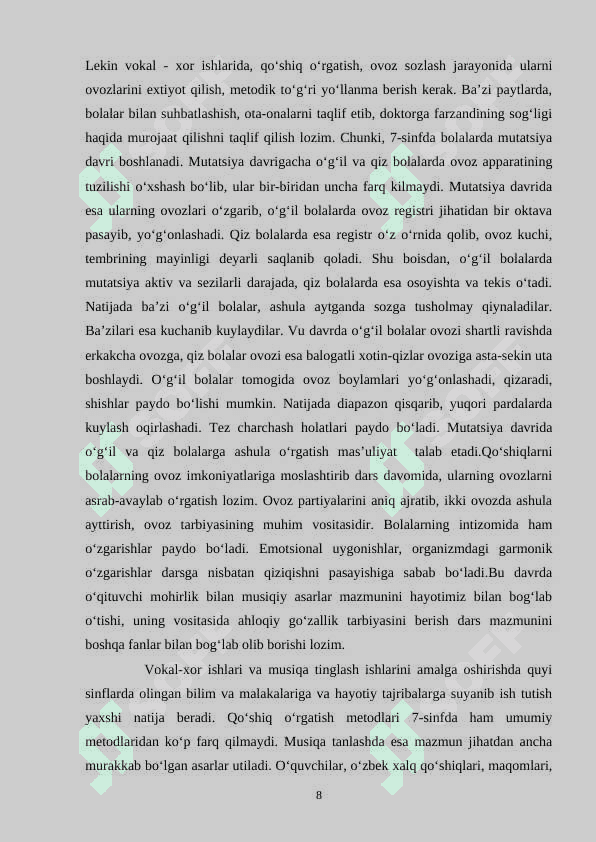7-sinf o‘quvchilarining ovoz diapazonilari ustida ishlash 8
