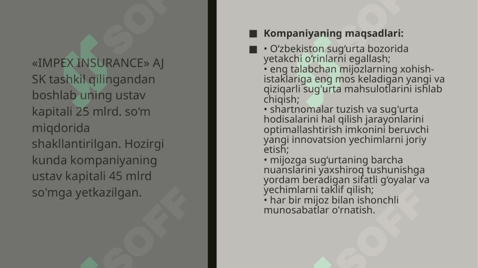«IMPEX INSURANCE» AJ Sug’urta kompaniyasi 2