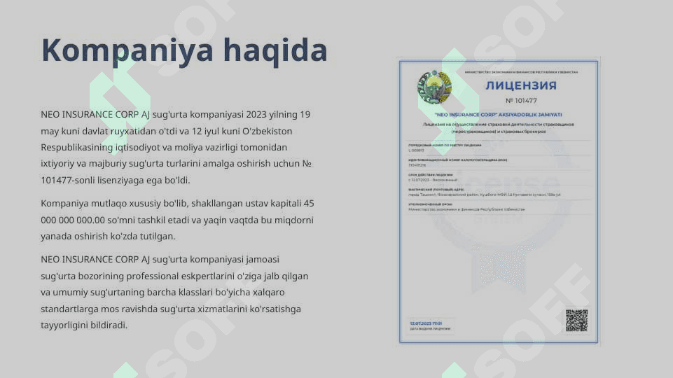 Neo Insurance - Sug`urta kompaniyasi 2