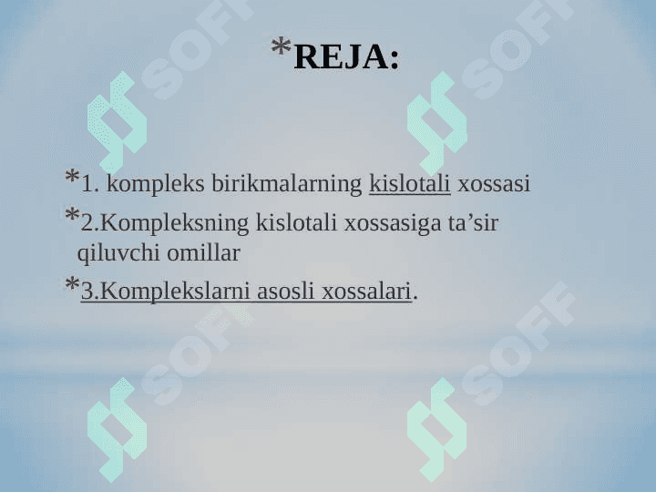 Комплекс бирикмаларнинг кислота асос хоссалари 2