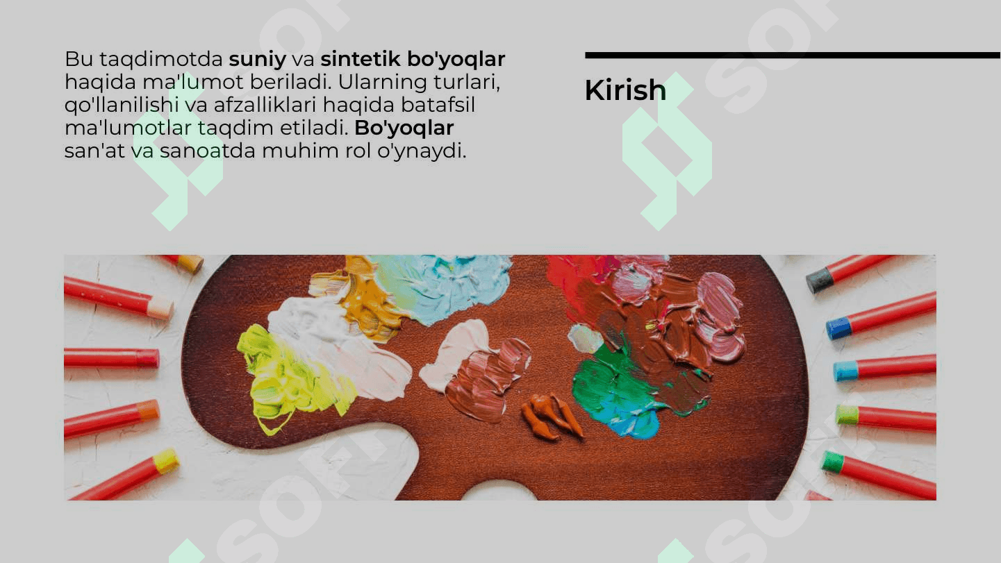 Suniy va sintetik bo'yoqlar 2