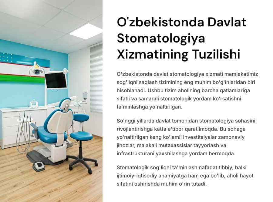 O’zbekistondа ахоligа davlat stomatologiya  xizmatining  tuzilishi