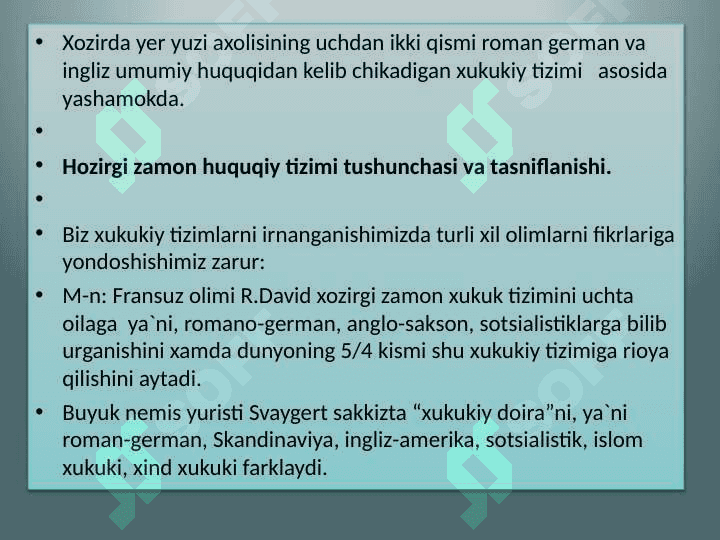 Hozirgi zamon huquqiy tizimi tushunchasi 3