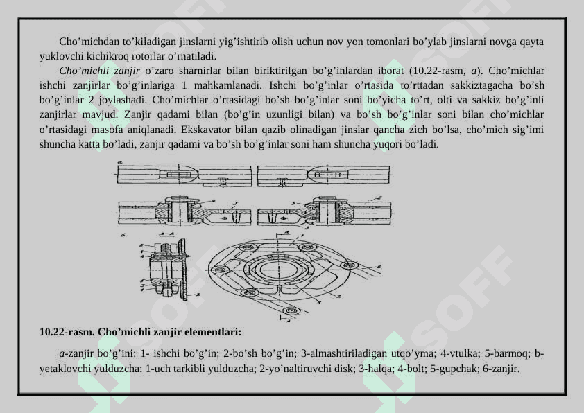 Ko’p cho’michli ekskovatorlarning ishchi jihozlari 7