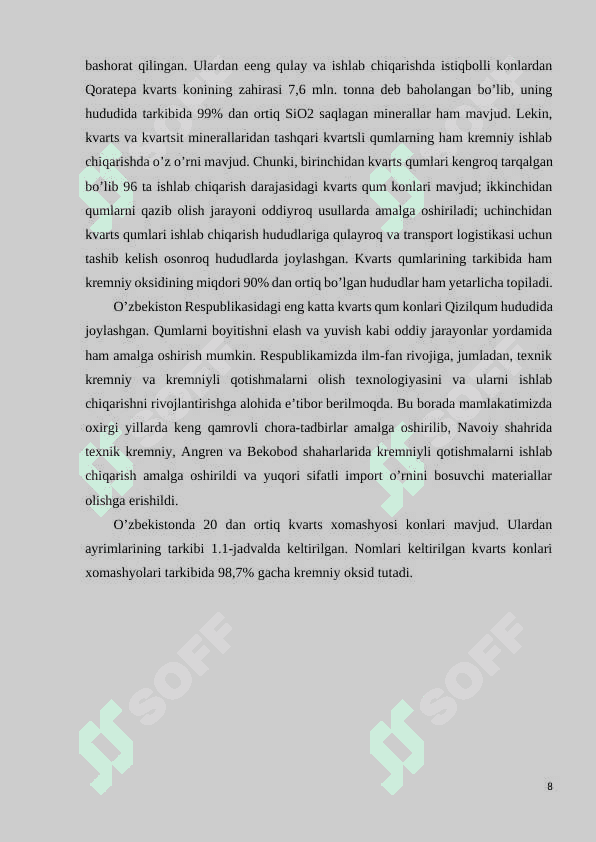 MODIFIKATSIYALANGAN SILIKAGEL ASOSIDA YANGI SORBENTLAR OLISHVA ULARNI TADQIQ QILISH 8