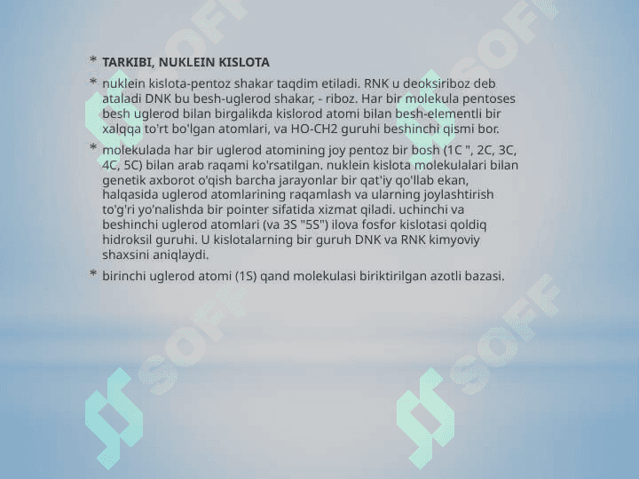 NUKLEOTIDLARNING ALMASHINUVI CHAROSCHA 8