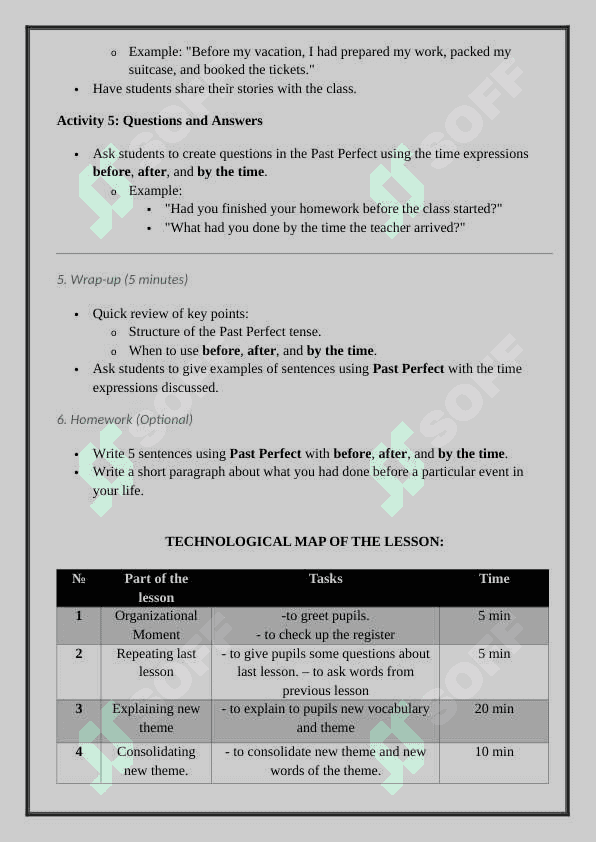 Theme:  Past perfekt (before,after,bu the time) 4
