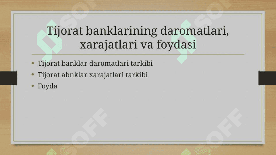 Bank ishi fanidan Mustaqil ish 2