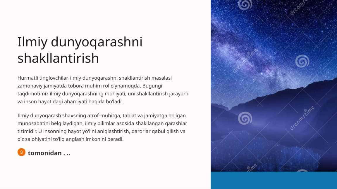 Ilmiy dunyoqarashni shakllantirish