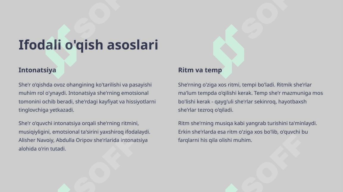 She'r o'qish darsi na'munalari 4