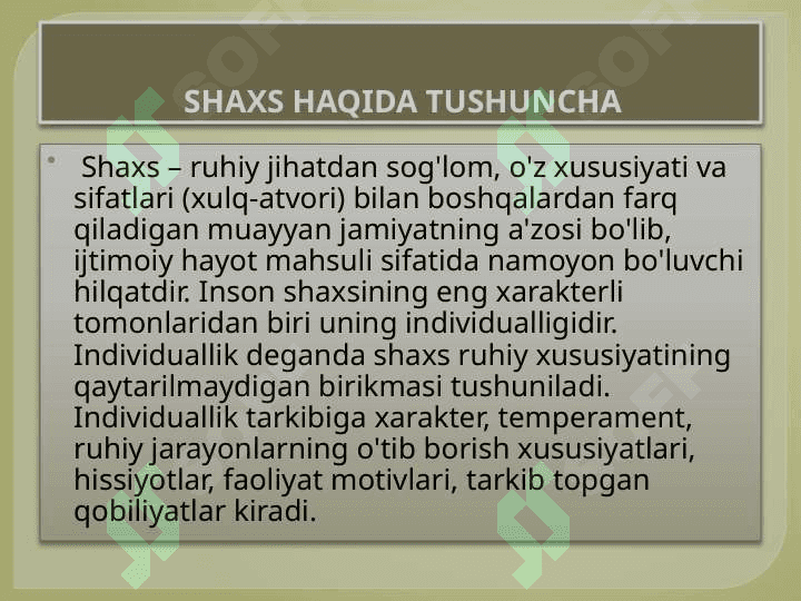 SHAXS RIVOJLANISHIGA TA’SIR ETUVCHI OMILLAR 3