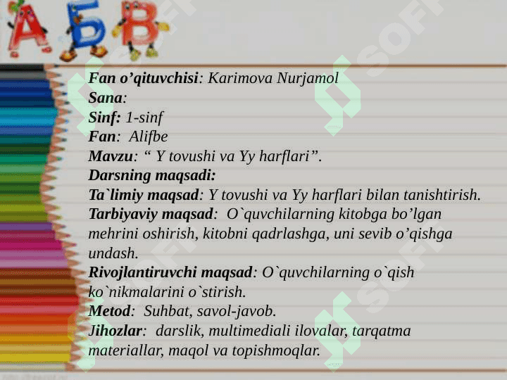Y tovushi va Yy harflari 2