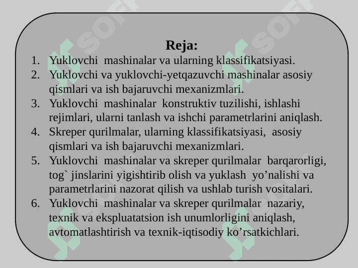 Kon mashinalari funksional yuklash organlari 2
