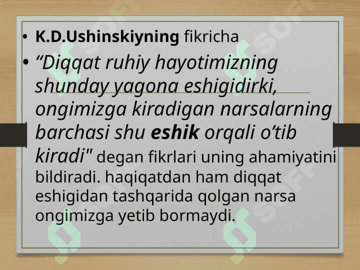 Diqqat. Sezgi. Idrok va xayol. Xotira 6