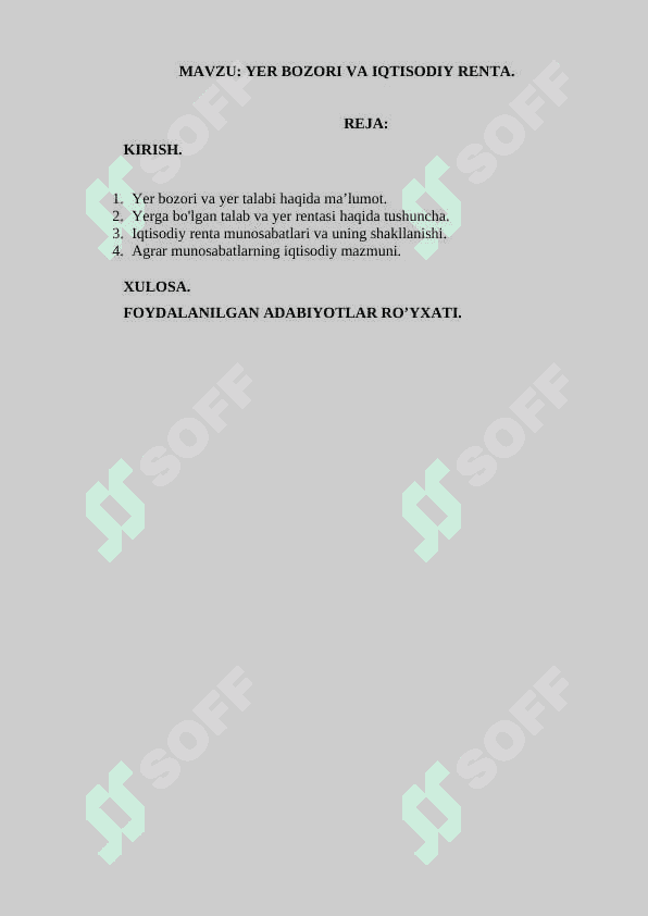 YER BOZORI VA IQTISODIY RENTA KURS ISHI 2
