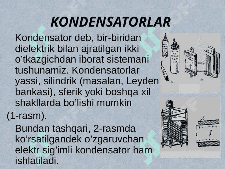 Elektr sig’imi. kondensatorlar. Kondensatorlarni ulash 3
