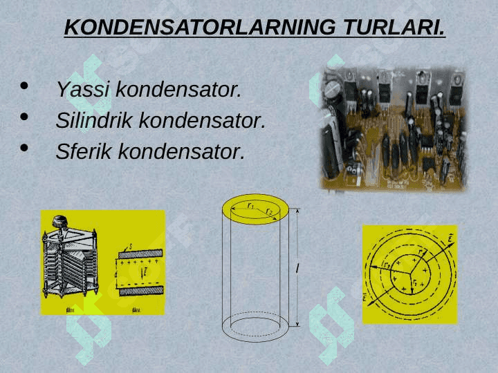Elektr sig’imi. kondensatorlar. Kondensatorlarni ulash 4