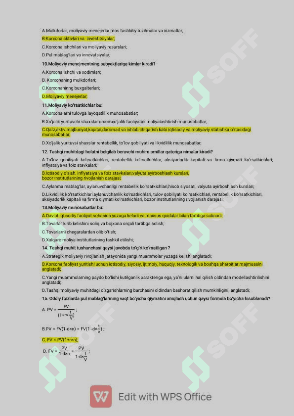 Moliyaviy menejment yakuniy savollar 2