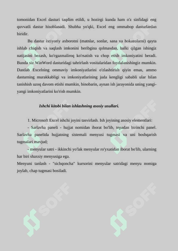 Excel dasturi imkoniyatlari #1 8