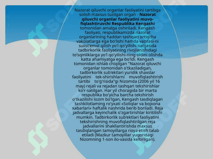 SOLIQ TEKSHIRUVLARINING TURLARI,ULARNI TASHKIL ETISH  VA O’TKAZISH TARTIBI 4