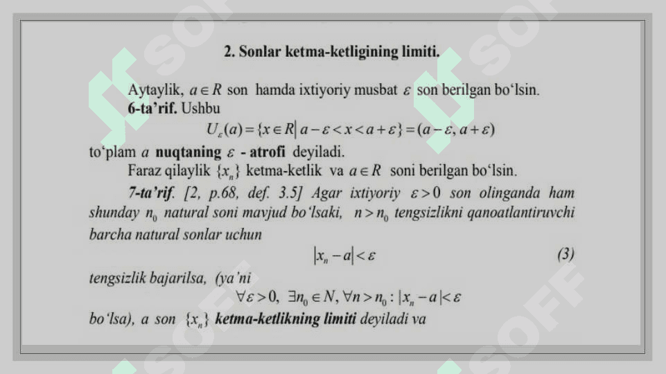 Sonlar ketma-ketligi va uning limiti 4
