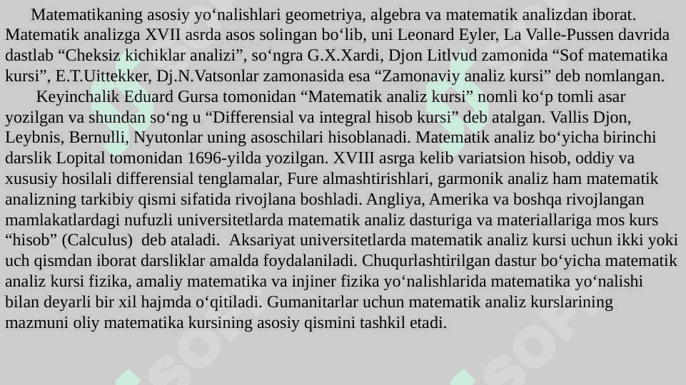 Matematik analiz haqida boshlang'ich ma'lumolar 2