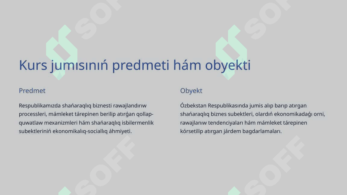 Respublikamızda shańaraq biznesin rawajlandırıwdıń mámleket tárepinen qollap quwatlanıwı 5
