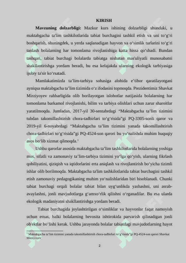 Maktabgacha taʼlim tashkilotlarida tabiat burchagini tashkil qilish va tabiat burchagini tashkil etishga tavsiya etiladigan hayvon va oʻsimlik turlari 2