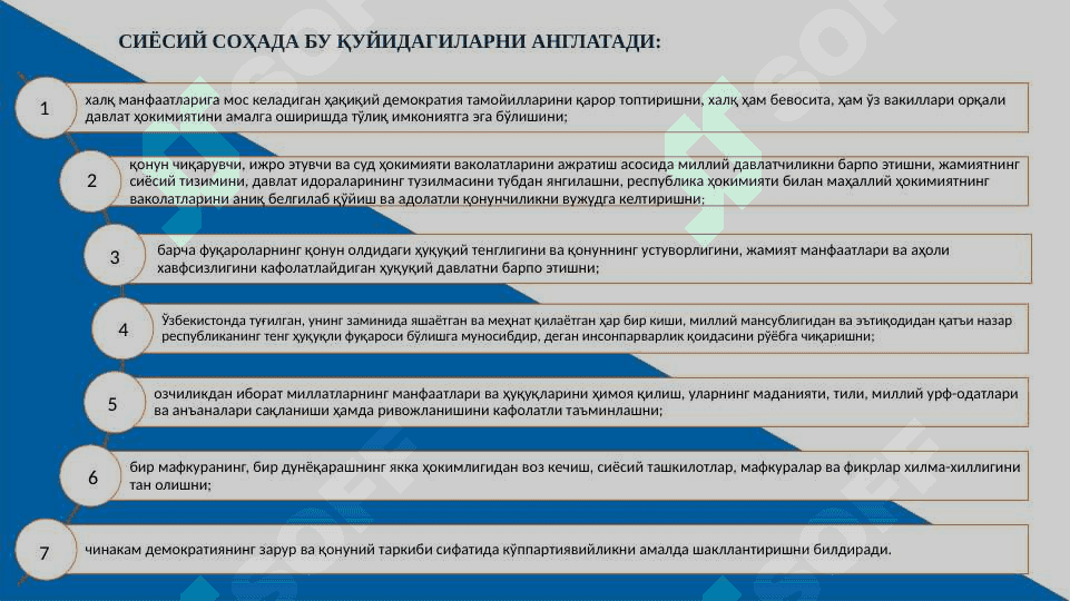 Мустақил Ўзбекистон Республикаси ташкил топишининг тарихий аҳамияти. Ўзбекистоннинг ўзига хос истиқлол ва тараққиёт йўли 4