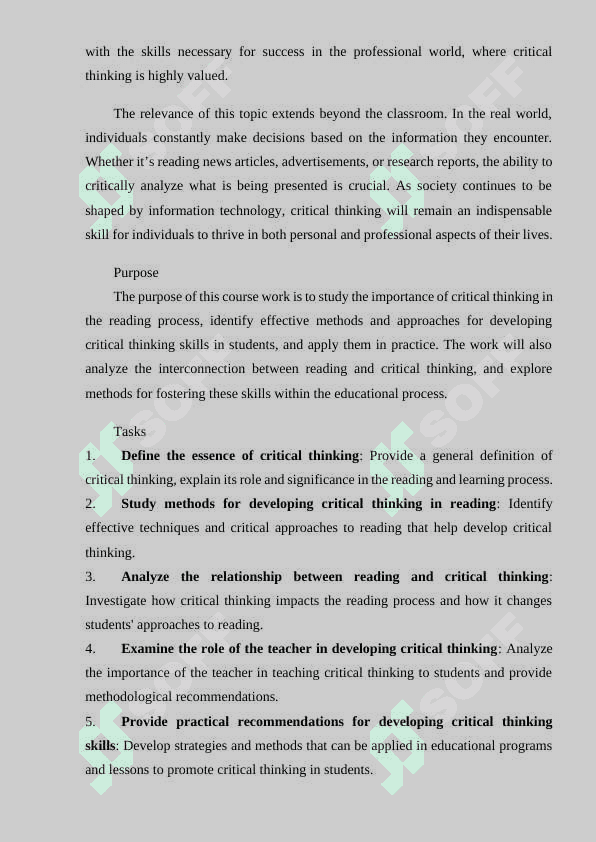 The role of critical thinking in reading 3