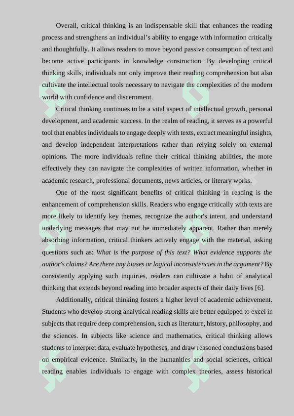 The role of critical thinking in reading 7