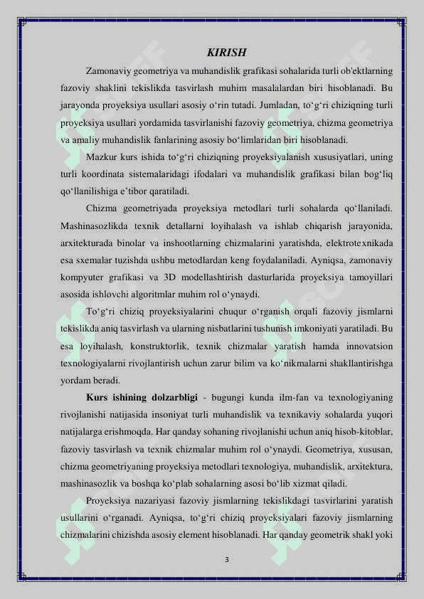 To‘g‘ri chiziq proyeksiyalari 3