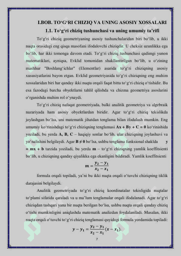 To‘g‘ri chiziq proyeksiyalari 7