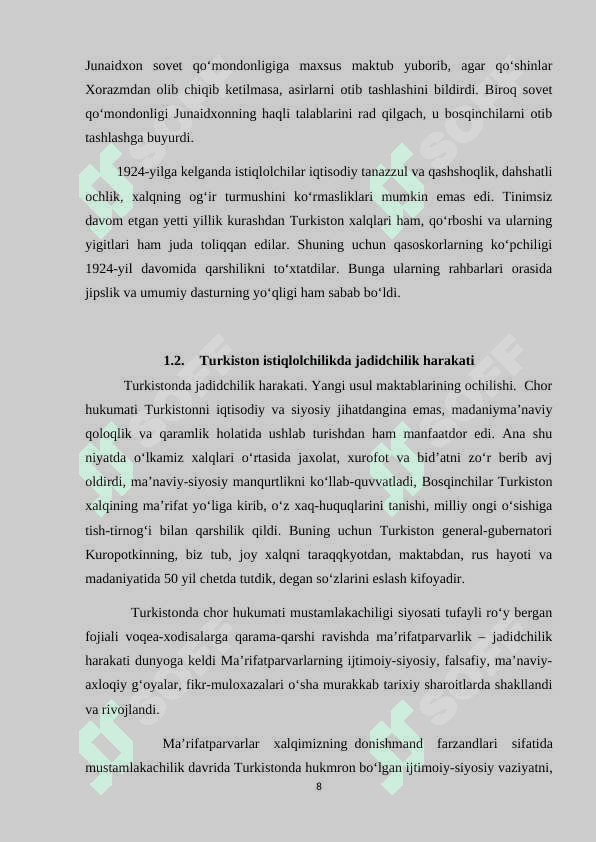 BUXORODA ISTIQLOLCHILIK HARAKATI VA UNING NATIJASI 8