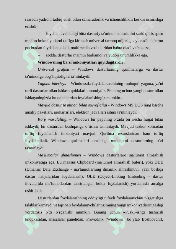 Microsoft windows, unix va linux operatsion tizimlari 4
