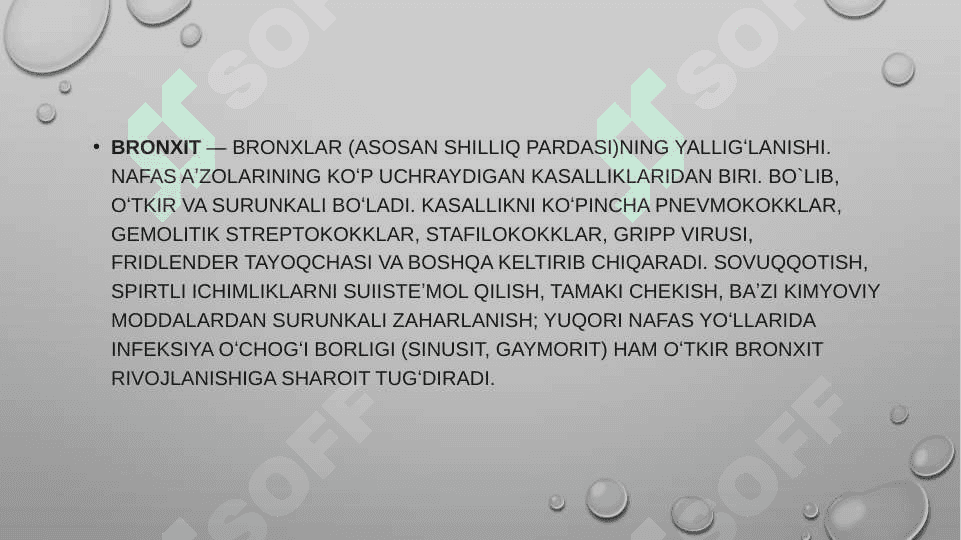 O`tkir va surunkali bronxitlar 3