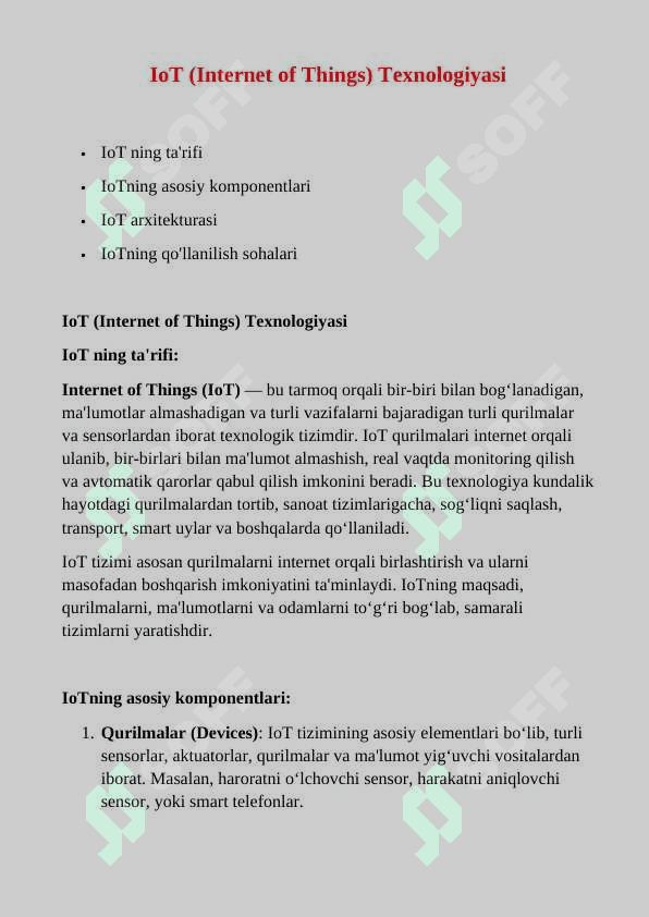 Mavzu: . IoT (Internet of Things) va virtual tarmoqlar 4