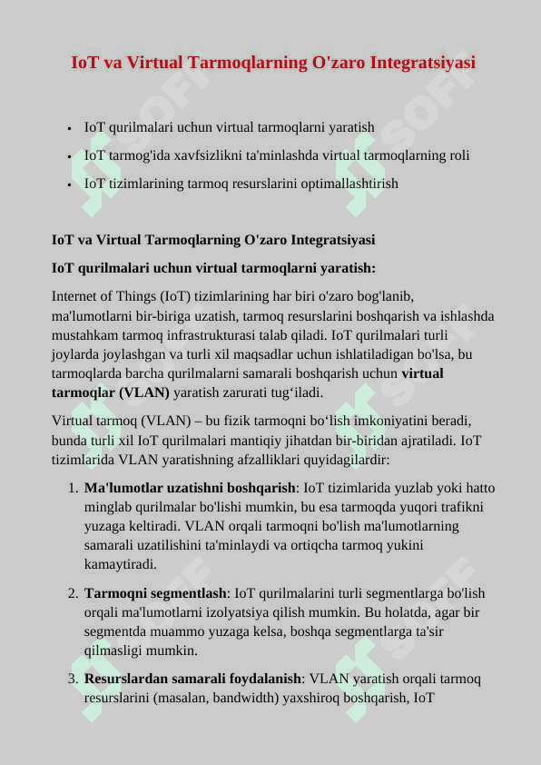 Mavzu: . IoT (Internet of Things) va virtual tarmoqlar 8