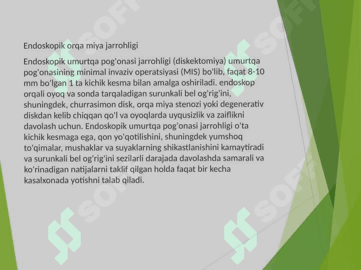 Spinal endoskopiya . Neyroxirurgiya 2