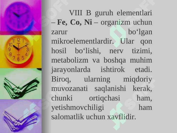 VIII B guruh biometallari 8