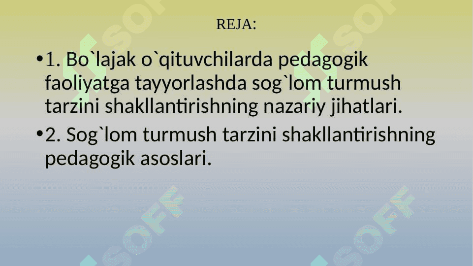 Bo`lajak o`qituvchilarni pedagogik faoliyatga tayyorlashda sog`lom turmush madaniyatini tarkib toptirish 2