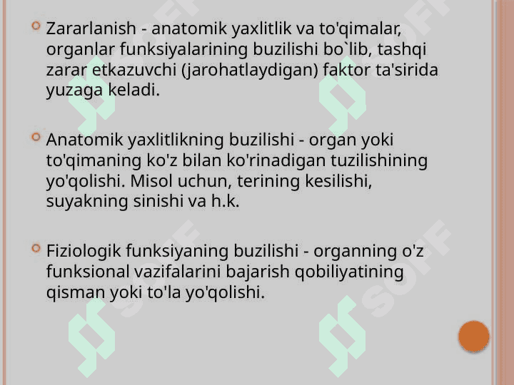 Turli mexanik jarohatlar holatlarida sud-tibbiy ekspertizasi. O'tkir, o'tmas jismlardan yetkazilgan jarohatlar 2