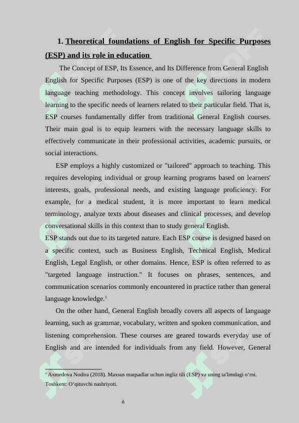 Needs Analysis in English for Specific Purposes (ESP) 6