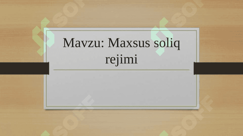 Maxsus soliq rejimi 2