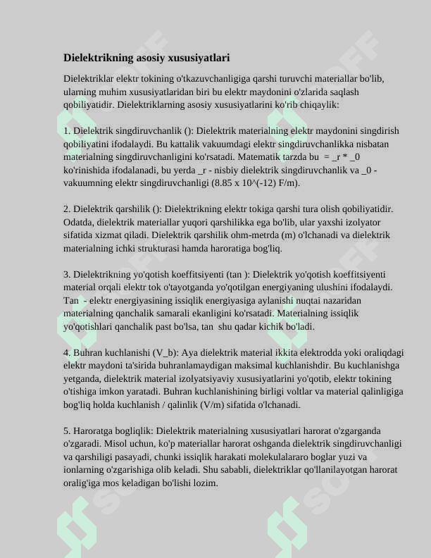 Dielektrikning nam sindiruvchanligi 2